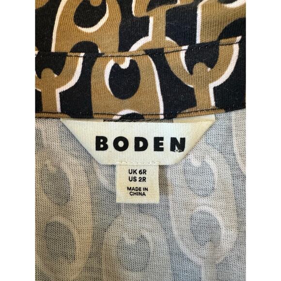 Boden Black Tan Chain Printed Laura Midi Jersey Knit Shirt Dress Size US 2R - Picture 7 of 8